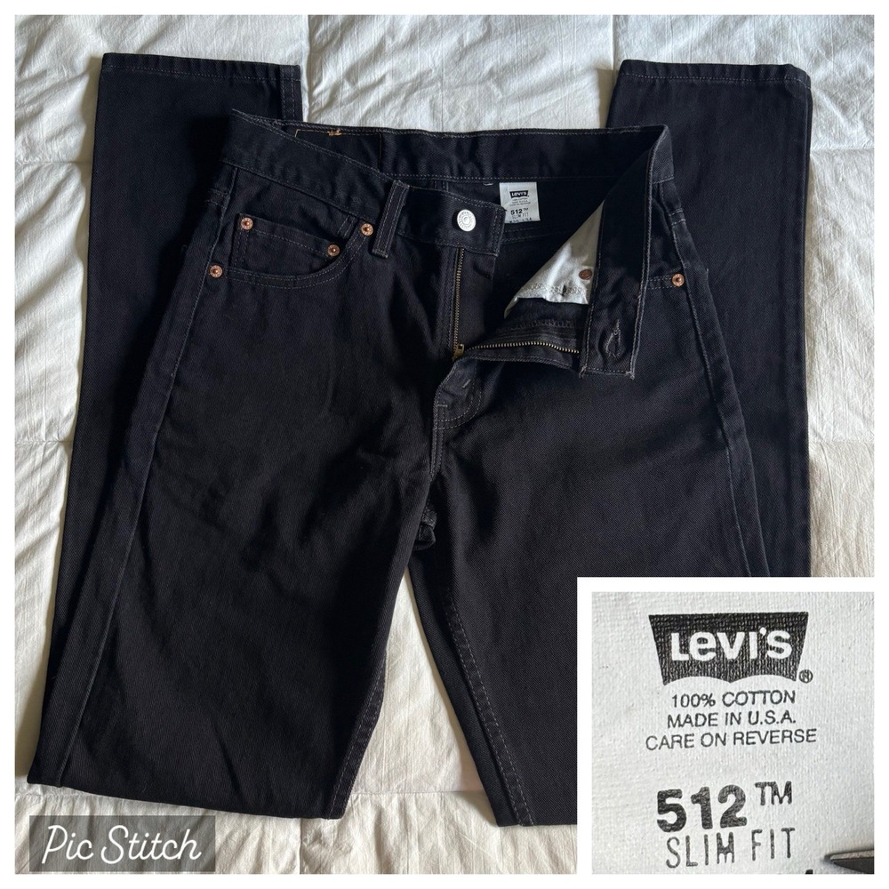 Vtg Y2K 2001 Levi's 512 Slim Fit Taper Black Denim USA Made Men's Tag 30x34 EUC